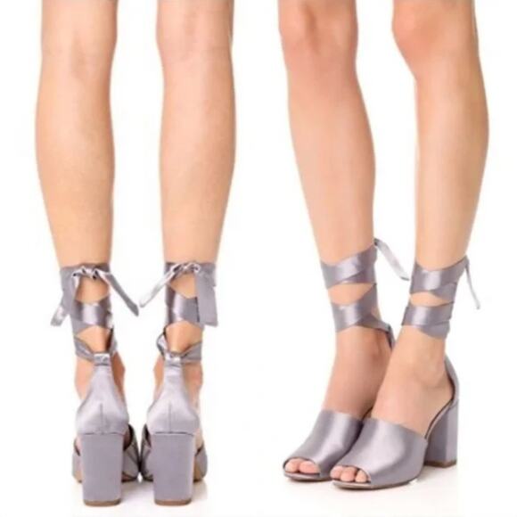 Sam Edelman Odele Silvery Grey Satin Heels - Picture 1 of 9